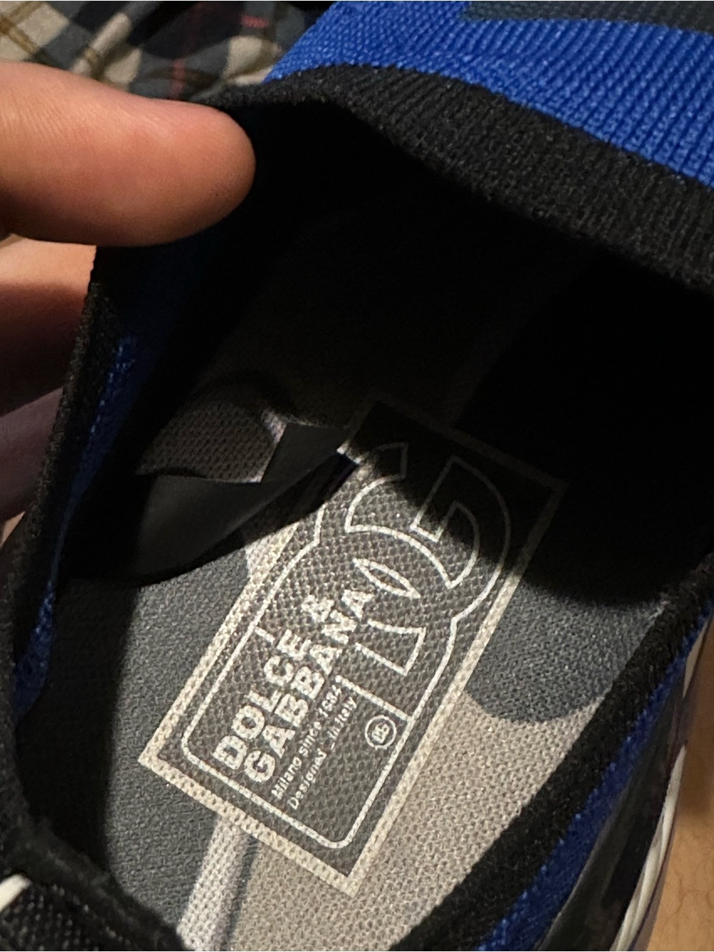 Dolce & Gabbana Blue Black White Slip-On Sneakers - Picture 4 of 10